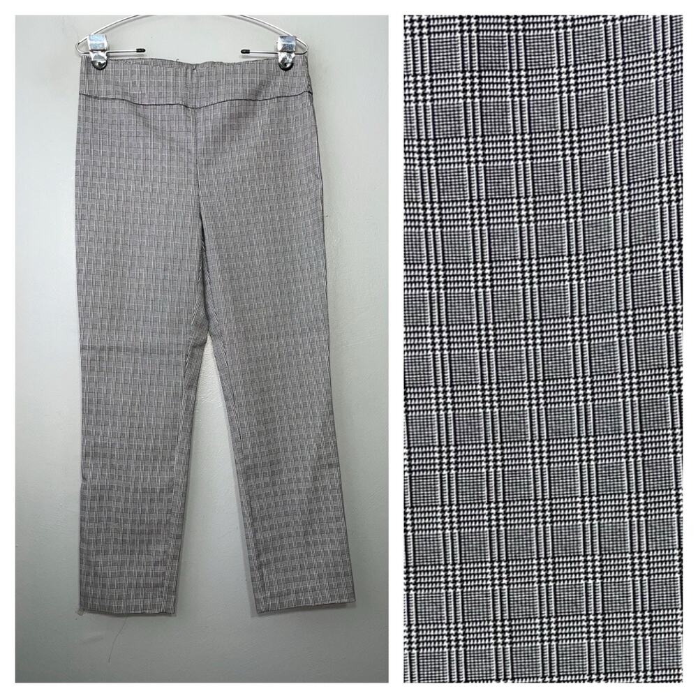 Massimo Fabbro Pant Size 8 Glen Plaid Pull On Stretch Ankle Career Office Preppy